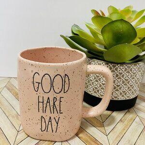 Rae Dunn "Good Hare Day" Pink Speckled Ceramic Mug - Easter -  By Magenta